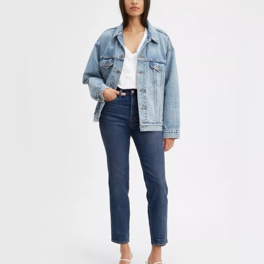 Classic High-Rise Straight Jeans in Dark Blue
